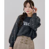 チャコール | フェザーロゴ袖パールプルオーバー | NICE CLAUP / OLIVE des OLIVE　OUTLET
