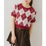 ボルドー | シャギーアーガイル半袖プルオーバー | NICE CLAUP / OLIVE des OLIVE　OUTLET