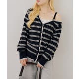 ボーダーオフショルカーディガン | NICE CLAUP / OLIVE des OLIVE　OUTLET | 詳細画像1 