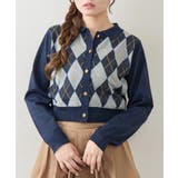 ネイビー | アーガイル襟ニット | NICE CLAUP / OLIVE des OLIVE OUTLET