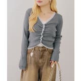 フロントギャザーレーストリムカーディガン | NICE CLAUP / OLIVE des OLIVE OUTLET | 詳細画像1