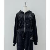 ブラック | 【セットアップ対応可】ロゴ刺しゅうベロアパーカー | NICE CLAUP / OLIVE des OLIVE　OUTLET