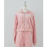 ピンク | 【セットアップ対応可】ロゴ刺しゅうベロアパーカー | NICE CLAUP / OLIVE des OLIVE　OUTLET