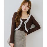 ブラウン | 【セットアイテム】レース付カーディガン×レース付キャミ | NICE CLAUP / OLIVE des OLIVE OUTLET