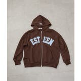 ブラウン | 裏毛BIGロゴZIPパーカー | NICE CLAUP / OLIVE des OLIVE　OUTLET