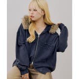 ネイビー | フェイクファー付ピグメントパーカー | NICE CLAUP / OLIVE des OLIVE OUTLET