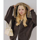 ブラウン | フェイクファー付ピグメントパーカー | NICE CLAUP / OLIVE des OLIVE OUTLET