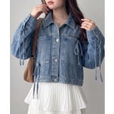 袖レースアップリボンデニムジャケット | NICE CLAUP / OLIVE des OLIVE OUTLET | 詳細画像1