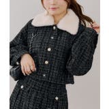 チャコール | ラメツイードファー付ジャケット | NICE CLAUP / OLIVE des OLIVE OUTLET
