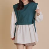 エンボスダイヤ柄×異素材サイドリボンブラウス | OLIVE des OLIVE OUTLET | 詳細画像1