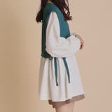 エンボスダイヤ柄×異素材サイドリボンブラウス | OLIVE des OLIVE OUTLET | 詳細画像2