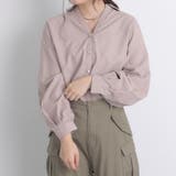 ピンクベージュ | BACKリボンたけのこタックブラウス | OLIVE des OLIVE OUTLET