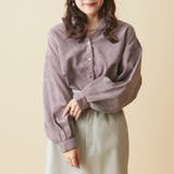 ピンクベージュ | コール後リボンたけのこタックブラウス | OLIVE des OLIVE OUTLET
