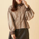 グレージュ | ガンクラブ衿袖クレリックペプラムブラウス | OLIVE des OLIVE OUTLET