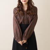 ブラウン | 【大人気】TRグレンチェックBACKループたけのこブラウス | OLIVE des OLIVE OUTLET