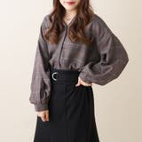 チャコール | 【大人気】TRグレンチェックBACKループたけのこブラウス | OLIVE des OLIVE OUTLET