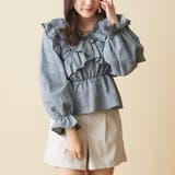 ブラック | グレンチェッククロス衿ブラウス | OLIVE des OLIVE OUTLET