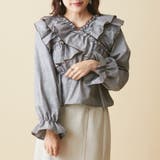 ブラウン | グレンチェッククロス衿ブラウス | OLIVE des OLIVE OUTLET
