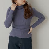 ブルー | 【万能ニット】ハイネックリブトップス | NICE CLAUP OUTLET