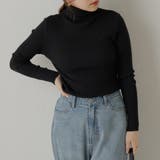 ブラック | 【万能ニット】ハイネックリブトップス | NICE CLAUP OUTLET