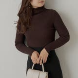 ブラウン | 【万能ニット】ハイネックリブトップス | NICE CLAUP OUTLET