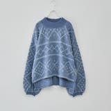 ブルー | ダイヤ柄ループ編ニット | NICE CLAUP OUTLET