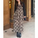 ブラウンチェック | 【無地/チェック】アシメスリットロングキャミワンピース | RMAF　NICE CLAUP / OLIVE des OLIVE