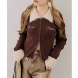 ブラウン | 配色シャギーダブルジップニット | RMAF　NICE CLAUP / OLIVE des OLIVE