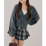 チャコール | パール付フェザーカシュクールニット | RMAF NICE CLAUP / OLIVE des OLIVE