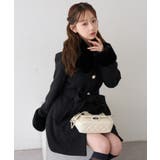 ラインストーンブラック | フェイクファー付2WAYコート | RMAF NICE CLAUP / OLIVE des OLIVE