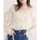 【natural couture】Vネックフリル衿キャンディスリーブブラウス | NICE CLAUP / OLIVE des OLIVE OUTLET | 詳細画像1