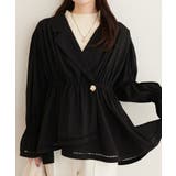 ブラック | 【natural couture】衿付きラップペプラムチュニック | NICE CLAUP / OLIVE des OLIVE　OUTLET