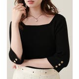 【natural couture】スクエア×ボート前後2WAYリブニット | NICE CLAUP / OLIVE des OLIVE OUTLET | 詳細画像1