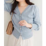 サックス | 【natural couture】〈mizu〉ミニシャギーハート刺繍ニットカーデ… | NICE CLAUP / OLIVE des OLIVE　OUTLET