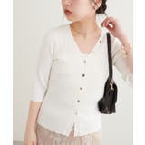 【natural couture】うす金釦ぴたリブニットカーディガン | NICE CLAUP / OLIVE des OLIVE　OUTLET | 詳細画像3 