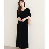 【natural couture】フロントギャザーベロア5分袖ワンピース | NICE CLAUP / OLIVE des OLIVE OUTLET | 詳細画像3