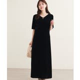 【natural couture】フロントギャザーベロア5分袖ワンピース | NICE CLAUP / OLIVE des OLIVE OUTLET | 詳細画像4