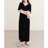 【natural couture】フロントギャザーベロア5分袖ワンピース | NICE CLAUP / OLIVE des OLIVE OUTLET | 詳細画像5