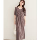【natural couture】フロントギャザーベロア5分袖ワンピース | NICE CLAUP / OLIVE des OLIVE OUTLET | 詳細画像16