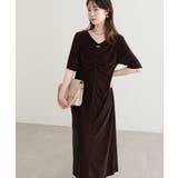 【natural couture】フロントギャザーベロア5分袖ワンピース | NICE CLAUP / OLIVE des OLIVE OUTLET | 詳細画像19