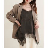 ブラウン | 【natural couture】ランダムヘムサテンレースキャミ | NICE CLAUP / OLIVE des OLIVE　OUTLET
