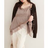 モカ | 【natural couture】ランダムヘムサテンレースキャミ | NICE CLAUP / OLIVE des OLIVE　OUTLET