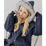 【セットアップ対応】ララメ裏起毛ファー付ジップパーカー | NICE CLAUP / OLIVE des OLIVE　OUTLET | 詳細画像1 