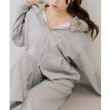 【セットアップ対応】ララメ裏起毛ファー付ジップパーカー | NICE CLAUP / OLIVE des OLIVE　OUTLET | 詳細画像11 