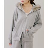 【セットアップ対応】ララメ裏起毛ファー付ジップパーカー | NICE CLAUP / OLIVE des OLIVE　OUTLET | 詳細画像12 