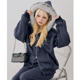 【セットアップ対応】ララメ裏起毛ファー付ジップパーカー | NICE CLAUP / OLIVE des OLIVE　OUTLET | 詳細画像2 