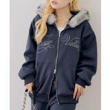 【セットアップ対応】ララメ裏起毛ファー付ジップパーカー | NICE CLAUP / OLIVE des OLIVE　OUTLET | 詳細画像3 