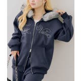 【セットアップ対応】ララメ裏起毛ファー付ジップパーカー | NICE CLAUP / OLIVE des OLIVE　OUTLET | 詳細画像4 