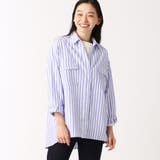 88ラベンダー | 初夏まで使える便利 サファリ型ストライプシャツ | NICOLE OUTLET