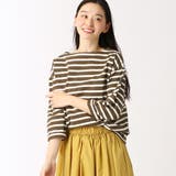 46カーキ | 【リピート率No1】国産デラヴェ天竺Ｔシャツ ボーダー | NICOLE